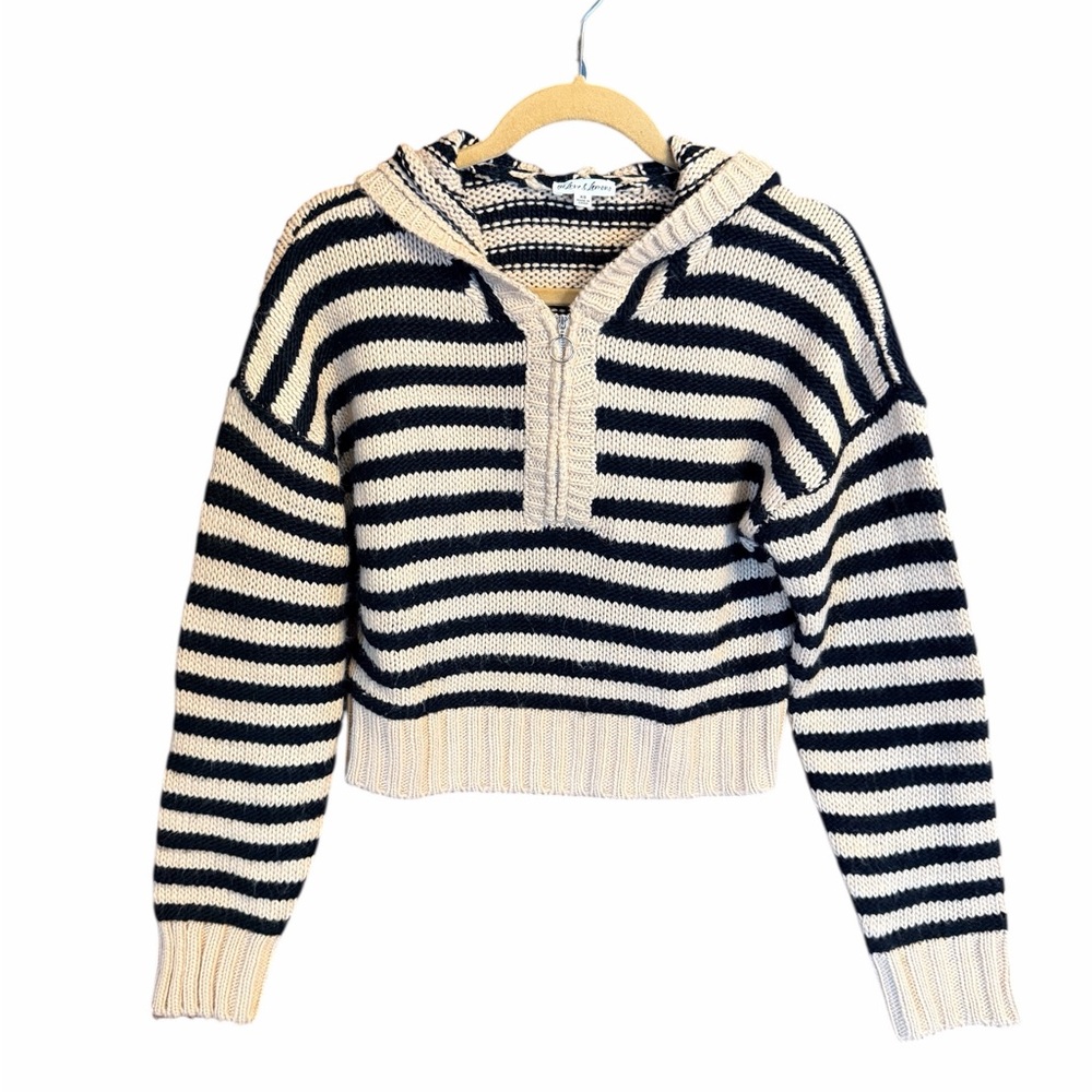 For Love and Lemons Elyse Oversized Sweater in Black & Beige Stripe Size XS - Picture 2 of 9